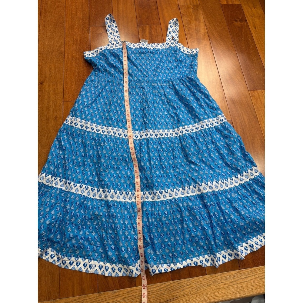 NWT J Crew Blue White Print Smocked Tiered Midi Dress Size 20 - Picture 8 of 12